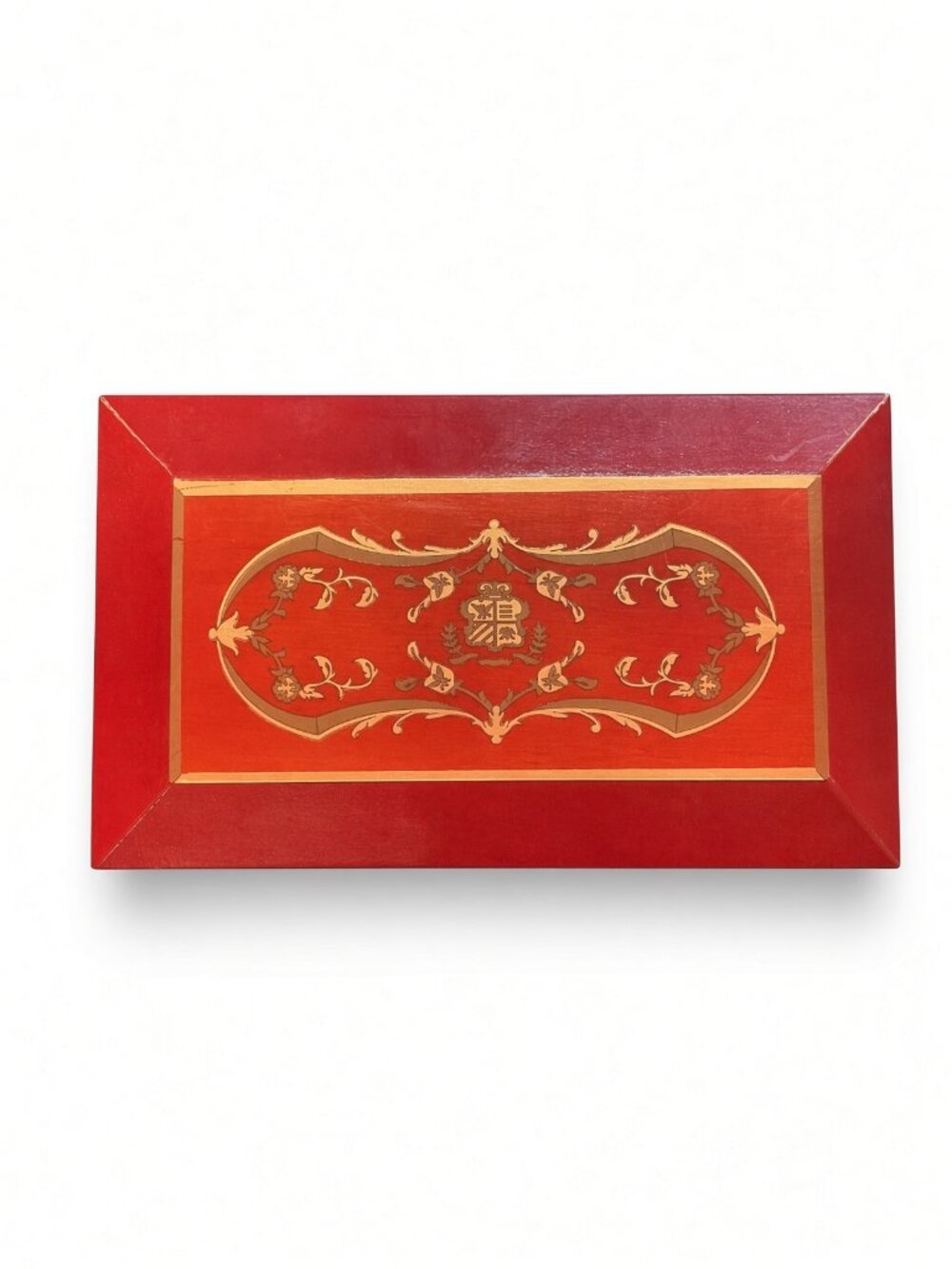Vintage Princess Marcella Borghese Red Music Jewelry Box Gold Floral Crest
